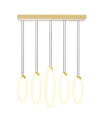 Cwi Lighting 20" Metal Hoops 5 Light Led Chandelier