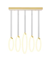 Cwi Lighting 20" Metal Hoops 5 Light Led Chandelier