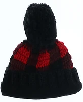 Fraas Buffalo Check Fleece Lined Pom Hat