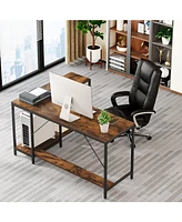Tribesigns L Shaped Desk with Storage Shelves, Reversible Computer Desk Gaming Desk for Home Office Workstation