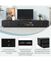 Slickblue Luxurious Tv Stand with Fluted Glass Doors Elegant Storage Solution for Modern Living Rooms