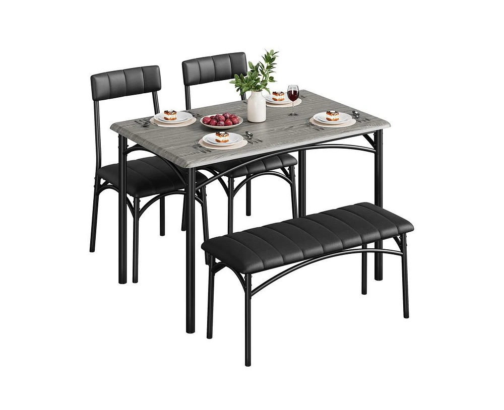 gaomon Dining Table Set for 5 Kitchen Table with 2 Upholstered Chairs and Bench 4 Pcs Rectangular Kitchen Table Set for Small Space Apartment Studio,G