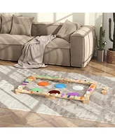 Qaba Kids Balance Beam, Wooden Balance Board with Stepping Stone