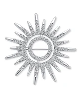 Bling Jewelry Summer Flaming Sunshine Micro Pave Cz Starburst Celestial Sunburst Sun Pin Brooch For Women Brass