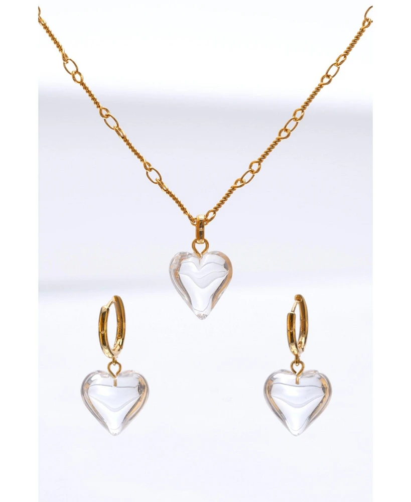 Classicharms Frost Heart Necklace and Earrings Set