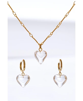 Classicharms Frost Heart Necklace and Earrings Set