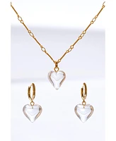 Classicharms Frost Heart Necklace and Earrings Set