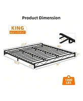 gaomon Bed Frame, Metal Low Platform Bed Frame, With Wavy Pattern, Metal Slat Support, Mattress Foundation And No Box Spring Needed