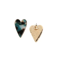 Sohi Women's Marble Heart Stud Earrings