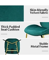 Gymax 4PCS Velvet Dining Chair Accent Leisure Armless Side Green