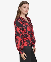 Halston Women's Printed Crossover-Draped Top