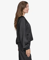 Halston Women's Satin Bomber Jacket