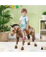Qaba Ride on Horse with Neighing Sound, Saddle, Stirrups for Ages 3-8