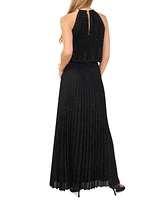 Msk Petite Glitter Halter-Neck Embellished Gown