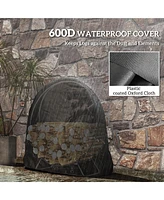 Outsunny 48" Waterproof Firewood Rack with Cover, Outdoor Indoor Log Rack