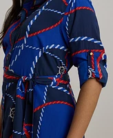 Lauren Ralph Plus Rope-Print Crepe Shirtdress