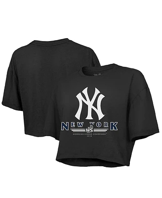 Fanatics Women's Black New York Yankees 2024 American League Champions Cropped Boxy T-shirt