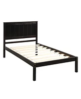 Slickblue Platform Bed Frame with Headboard - Wood Slat Support, No Box Spring Needed for Convenience