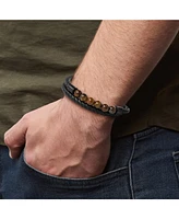 Lucky Brand Tiger s Eye Beaded and Leather Wrap Bracelet - Braided Leather & Stone Jewelry for Men