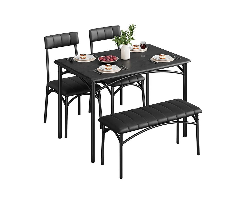 gaomon Dining Table Set for 5 Kitchen Table with 2 Upholstered Chairs and Bench 4 Pcs Rectangular Kitchen Table Set for Small Space Apartment Studio