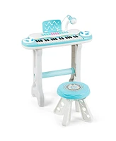 Gymax 37-Key Toy Piano Keyboard w/ Stool Microphone Electronic Organ for Kids