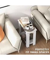 Gymax 2 Pcs 2-Tier End Table Modern Sofa Bedside Compact Nightstand with Storage Shelf