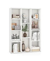 Gymax 11-Cube Bookcase Modern Geometric Bookshelf Storage w/ Anti-tipping Kits