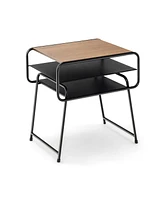Gymax 2 Pcs 3-tier Side End Sofa Display Table Nightstand for Bedroom Living Room