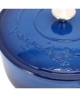 MegaChef 6.35 Quart Round Enameled Cast Iron Dutch Oven with Self Basting Lid