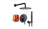 Slickblue Wall-Mounted Shower Faucet Combo Set - 10" Rainfall Shower Head & Handheld, Matte Black Finish