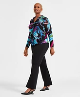 I.n.c. International Concepts Plus Printed-Mesh Top, Exclusively at Macy's