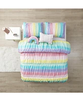 Alex + Bella Rainbow Ruched Pink -Piece Microfiber Comforter Set