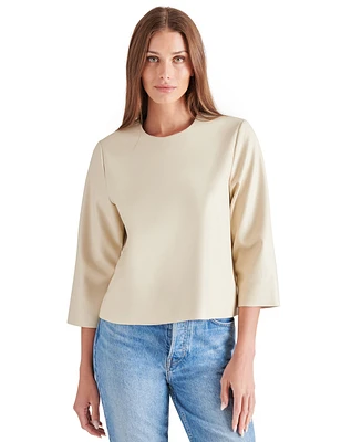 Steve Madden Women's Dee Faux-Leather 3/4-Sleeve Top