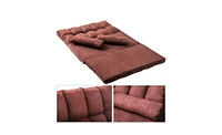 Slickblue Brown Double Chaise Lounge Sofa - Floor Couch with Two Pillows for Ultimate Comfort