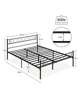 gaomon Twin/Queen Size Platform Bed Frame With Headboard, Heavy Duty Mattress Foundation With Metal Slats Support, No Box Spring Needed, Under Bed Sto