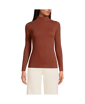 Lands' End Women's Drapey Rib Skimming Long Sleeve Mock Neck