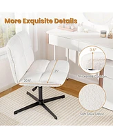 Costway Armless Office Chair with Adjustable Height 360° Rotation Soft Faux Fabric Study
