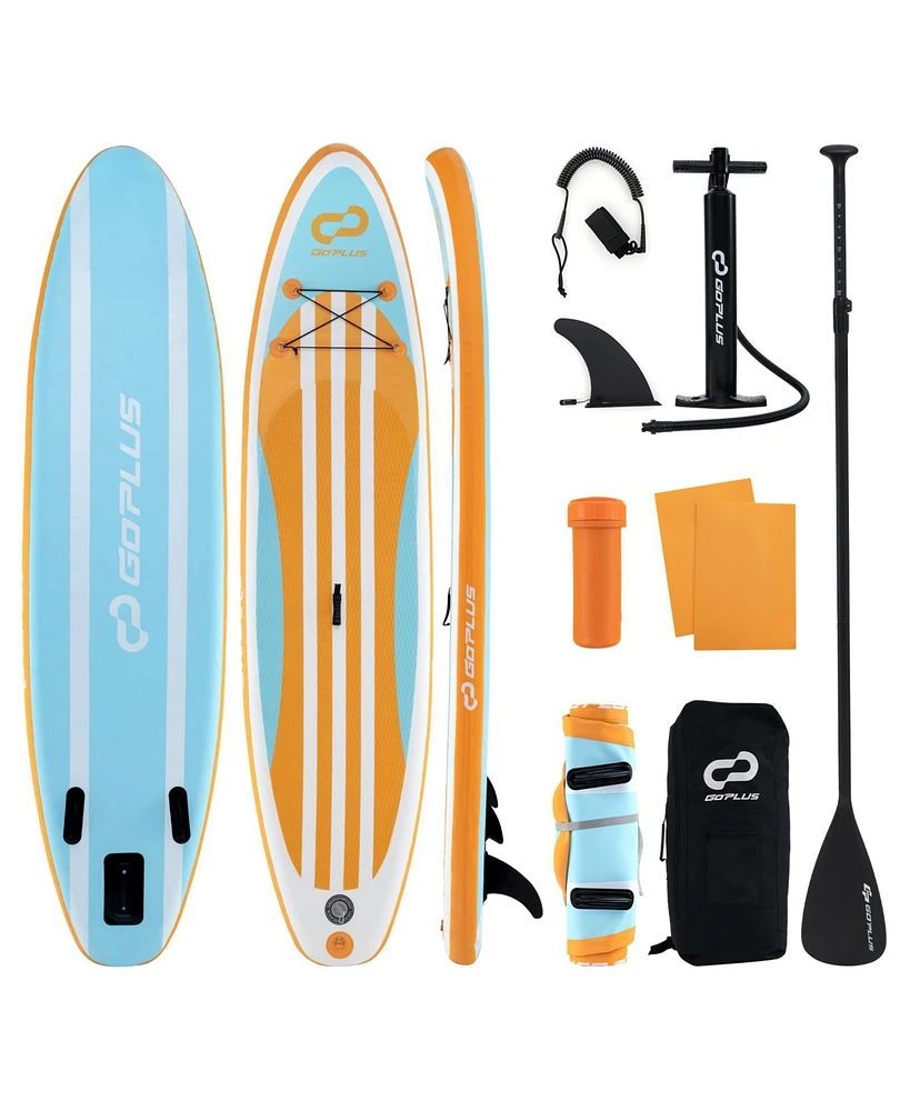 Hongge Inflatable Stand up Paddle Board with Adjustable Paddle and 3 Fins for Adults and Youths-s