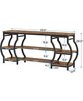 Tribesigns 63” Long 3 Tier Console Table with Storage Shelves,Entryway Table, Industrial Sofa Table Behind Couch, Entry Table