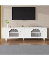 Slickblue Contemporary Tv Stand for TVs Up to 78'' - Stylish Media Console with Adjustable Shelves & Gold Handles