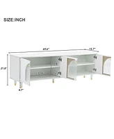 Slickblue Contemporary Tv Stand for TVs Up to 78'' - Stylish Media Console with Adjustable Shelves & Gold Handles