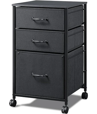 Mobile File Cabinet, Rolling Printer Stand with 3 Drawers, Fabric Vertical Filing Cabinet fits A4 or Letter Size for Home Office