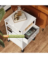 2 Drawer Mobile File Cabinet, Rolling Printer Stand with Open Storage Shelf, Fabric Vertical Filing Cabinet fits A4 or Letter Size for Home Office,Whi