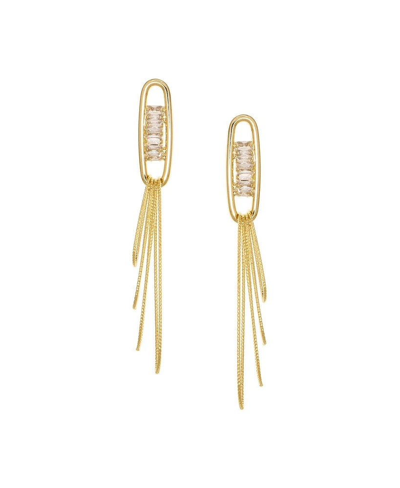 Marlyn Schiff Cz Post Drop Earring with Multi-layer Links