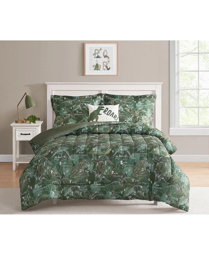 Alex + Bella Dino Forest Green 3-Piece Microfiber Comforter Set - Twin
