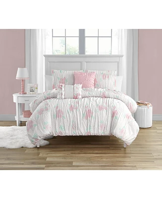 Alex + Bella Tabitha Smocked Pink 4-Piece Microfiber Comforter Set - Twin