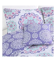 Alex + Bella Vivian Purple 4-Piece All-Season Reversible Cotton Quilt Set - Full/Queen
