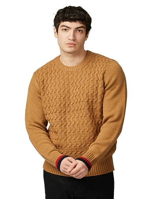 Ben Sherman Men's Cable Textured Crew Neck Sweater