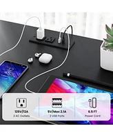 Costway 94.5" Long Office Desk 2-Person Reversible Computer with Led Lights