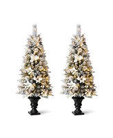 Glitzhome Pre-Lit Pine Artificial Christmas Porch Tree